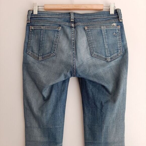 RAG & BONE \ Mid-Rise Skinny Destroyed Blue Jeans Sz 26 - Picture 8 of 16